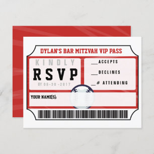 BASEBALL VIP REPLY CARD Bar Bat Mitzvah Invitation