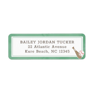 Baseball Watercolor Green Return Address Label