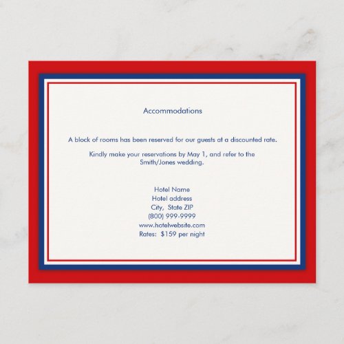 Baseball Wedding Accommodation Cards Personalized Invitation