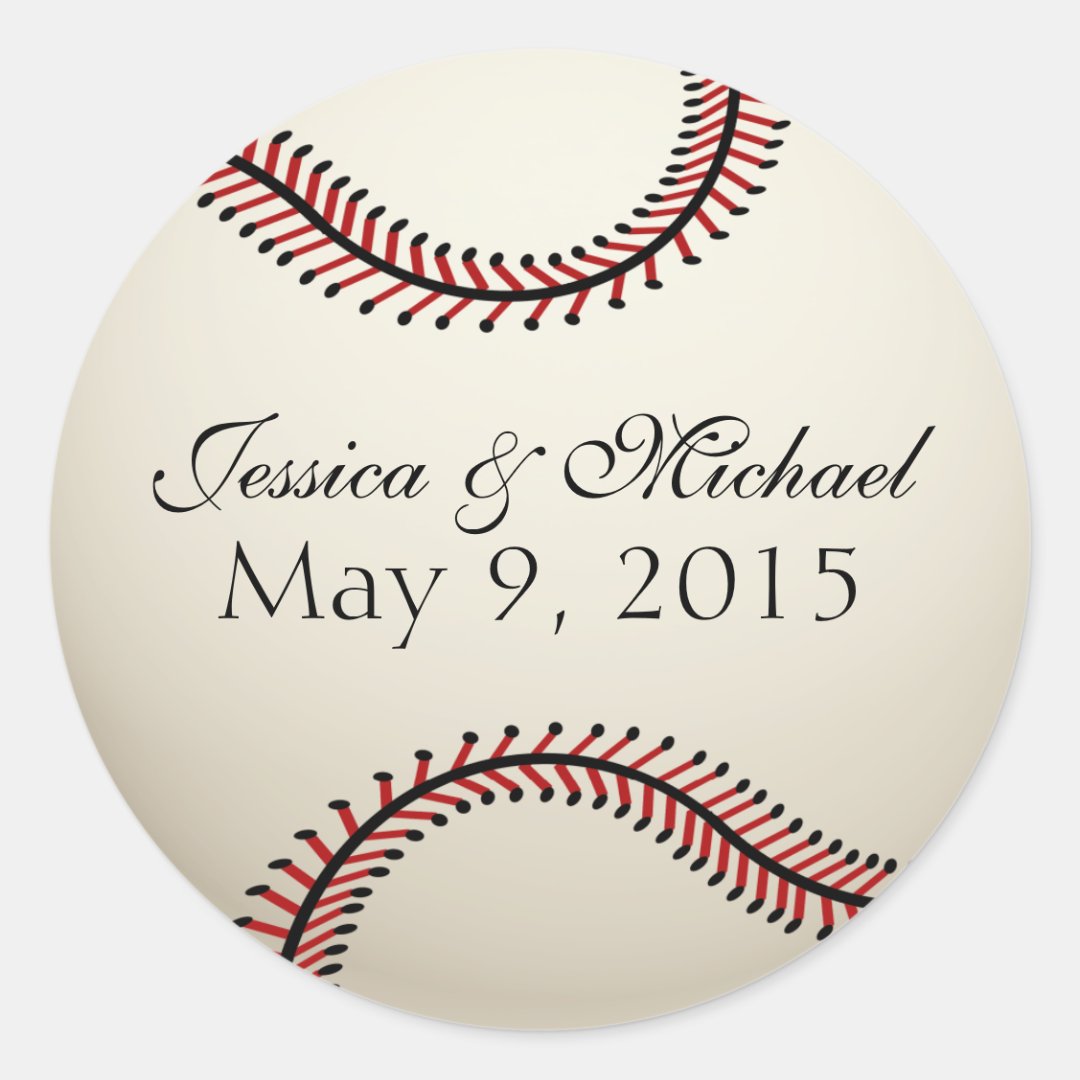 Baseball Wedding Classic Round Sticker Zazzle