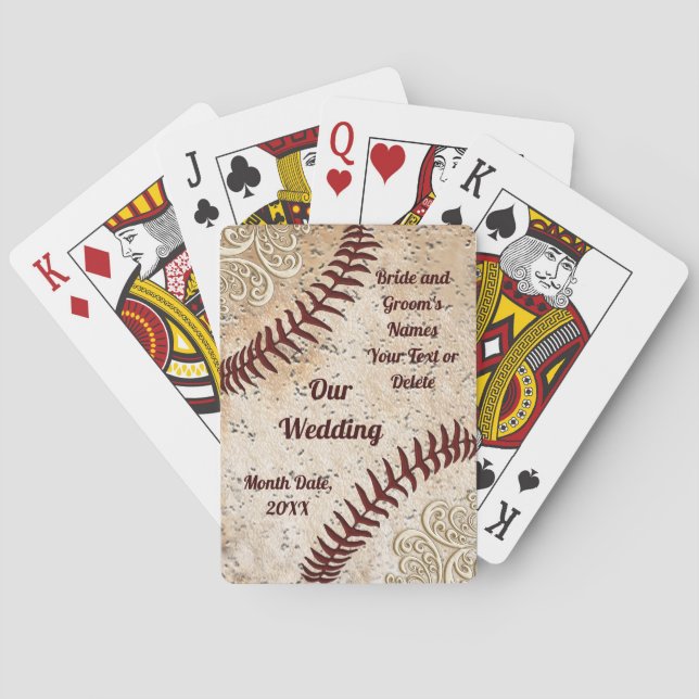 Baseball Wedding Gifts or Baseball Wedding Favors Poker Cards (Back)