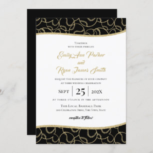 Baseball Wedding Gold and Black Invitation