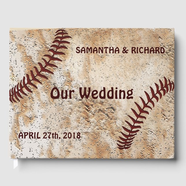 Baseball Wedding Guest Book, Personalized Guest Book (Front)