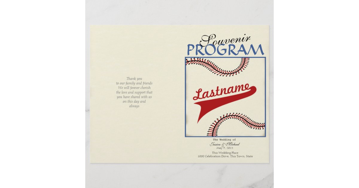 Baseball Wedding Program | Zazzle