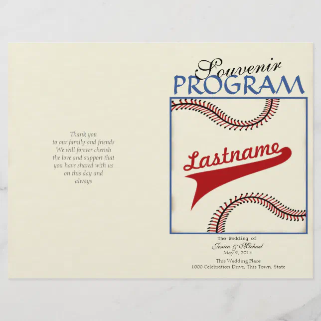 Baseball Wedding Program | Zazzle