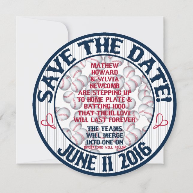 Baseball Wedding Save-The-Date-HOWARD,Option 2 Invitation (Back)