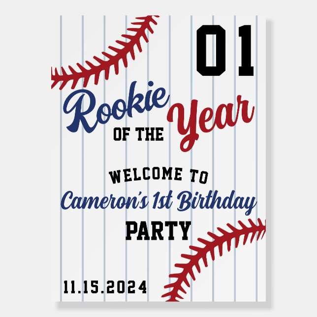 Baseball Welcome Birthday Party Sign Poster (Front)