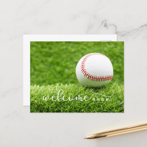 Baseball Welcome home is on green grass Postcard