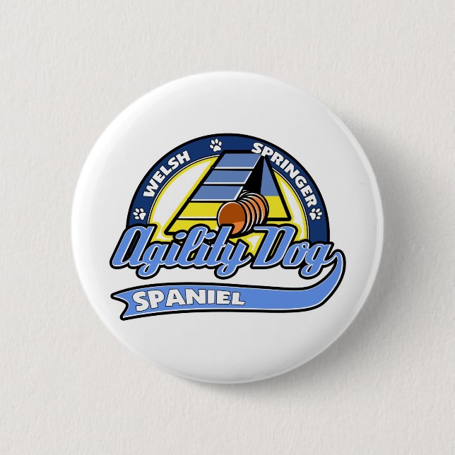 Baseball Welsh Springer Spaniel Agility Pinback Button (Front)