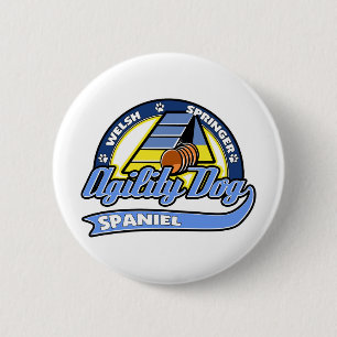 Baseball Welsh Springer Spaniel Agility Pinback Button