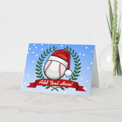 Baseball With A Christmas Style Santa Hat Holiday Card