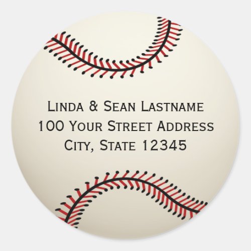 Baseball with Address Classic Round Sticker