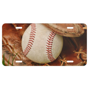 Baseball with an Old Mitt License Plate