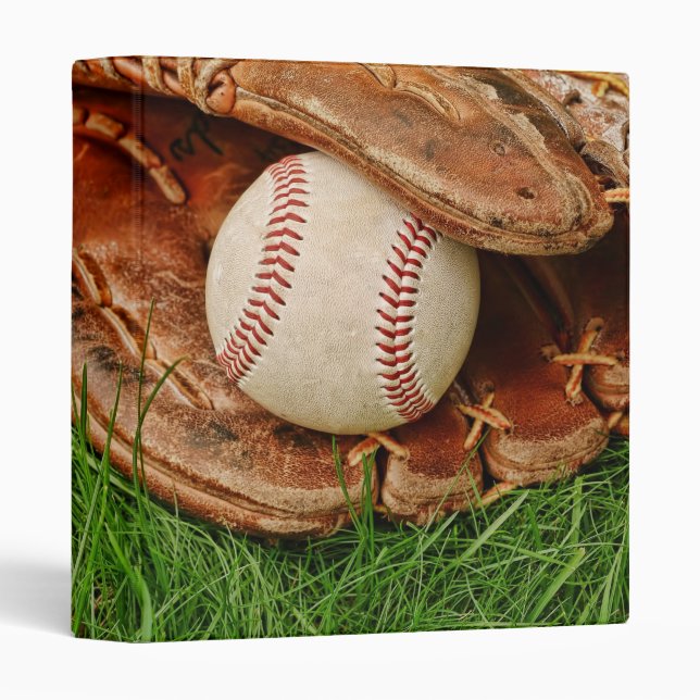 Baseball with an Old Mitt Photo Album 3 Ring Binder (Front/Spine)