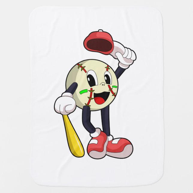 Baseball with Baseball bat Baby Blanket (Front)