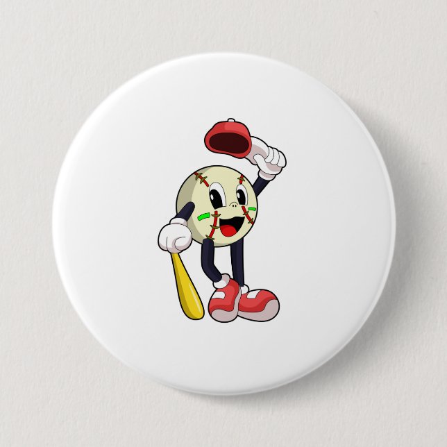 Baseball with Baseball bat Button (Front)
