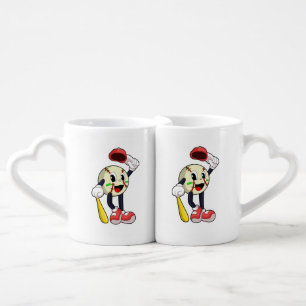 Baseball with Baseball bat Coffee Mug Set