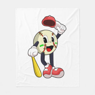 Baseball with Baseball bat Fleece Blanket