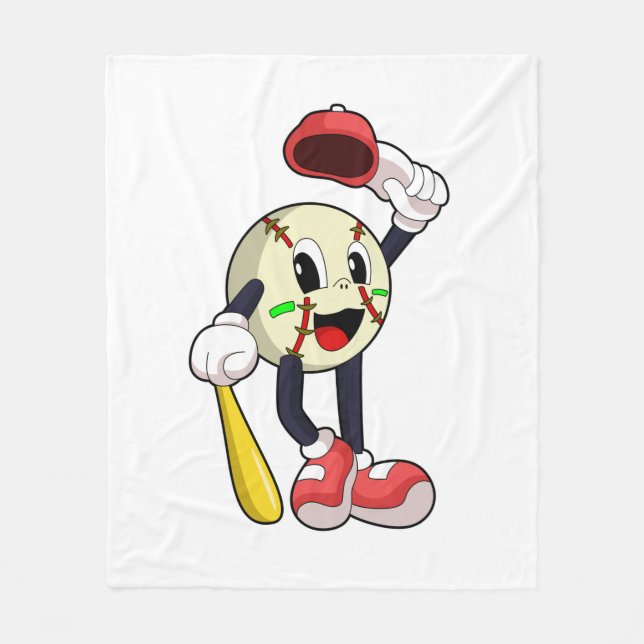 Baseball with Baseball bat Fleece Blanket (Front)