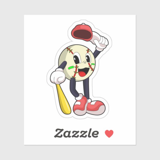 Baseball with Baseball bat Sticker (Sheet)
