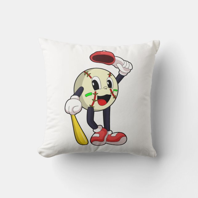 Baseball with Baseball bat Throw Pillow (Front)
