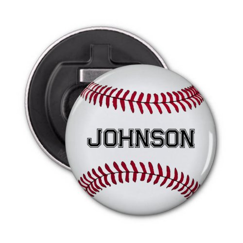 Baseball with Custom Name Bottle Opener