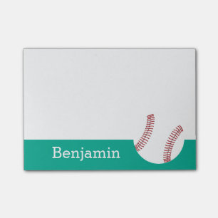 Baseball with Custom Name - Emerald Post-it Notes