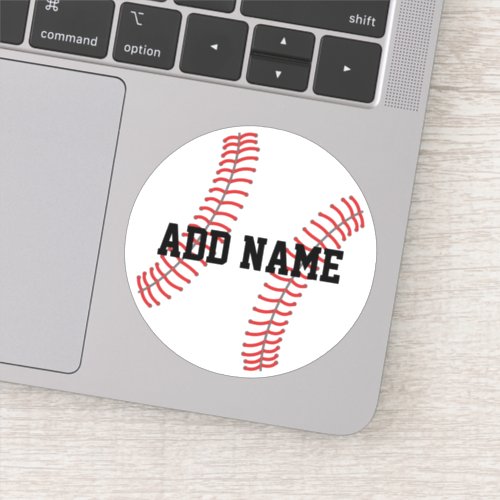 Baseball with Custom Name Green Sticker