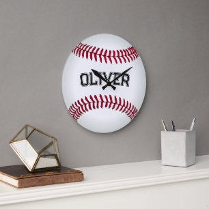 Baseball with Custom Name Large Clock