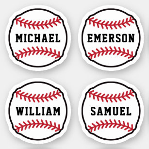 Baseball with custom name or text, set of four sticker