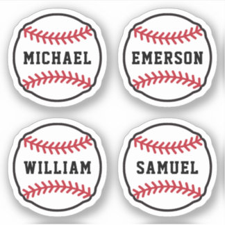 Baseball with custom name or text, set of four sticker