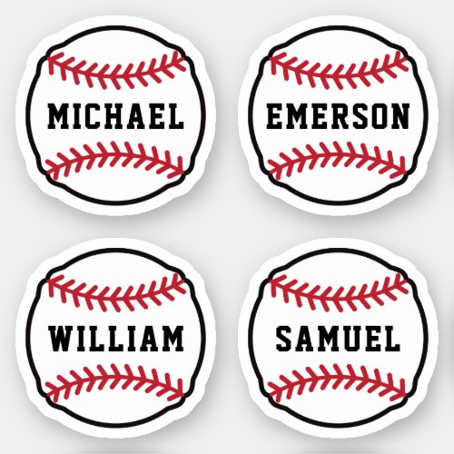 Baseball with custom name or text set of four sticker
