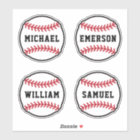 Baseball with custom name or text, set of four