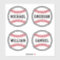 Baseball with custom name or text, set of four