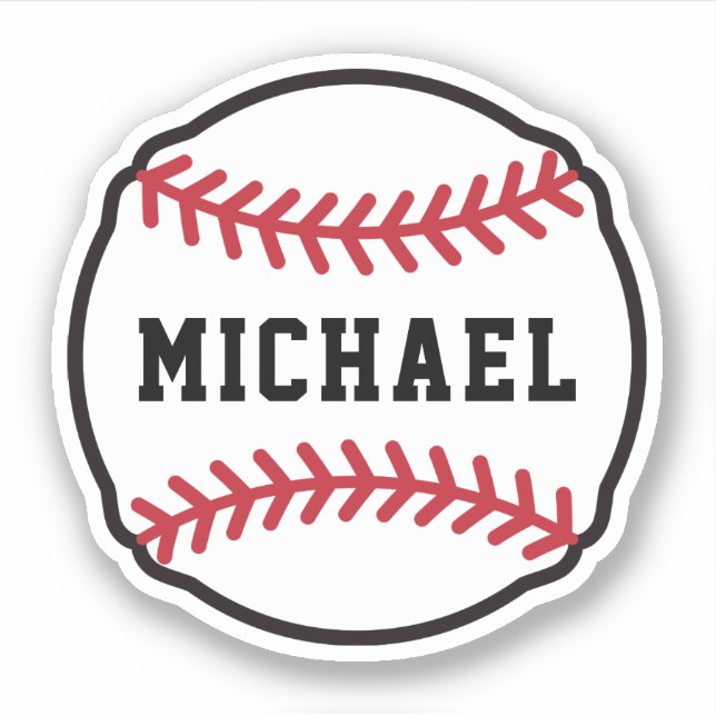 Baseball with custom name or text sticker (Front)