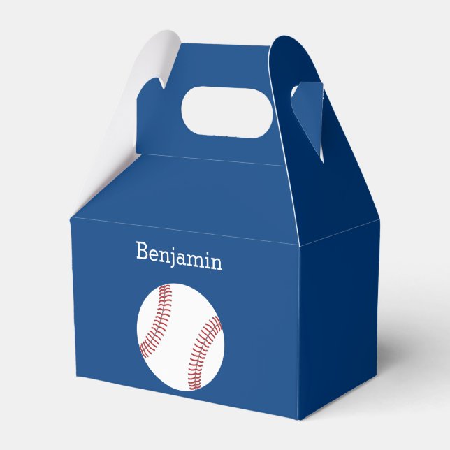 Baseball with Custom Name - Royal Blue Favor Boxes (Front Side)