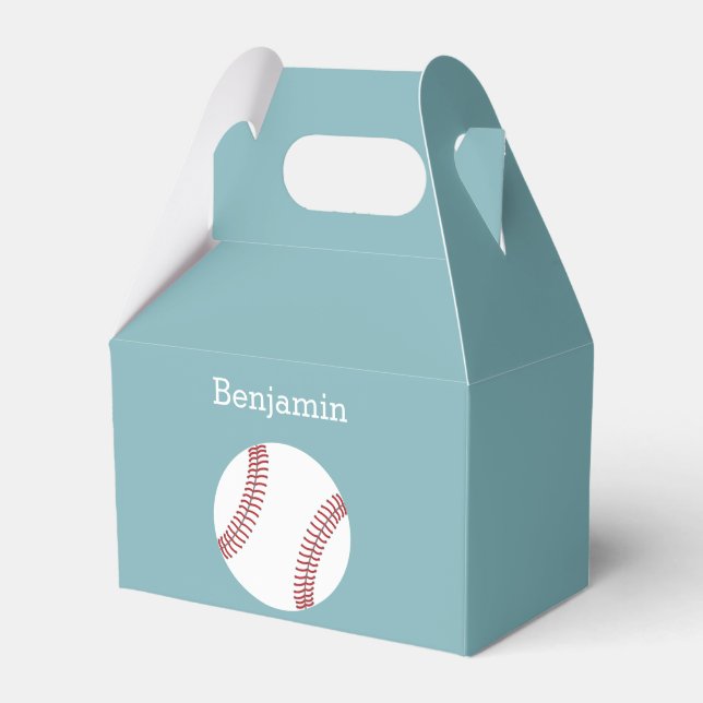 Baseball with Custom Name - Royal Blue Favor Boxes (Front Side)