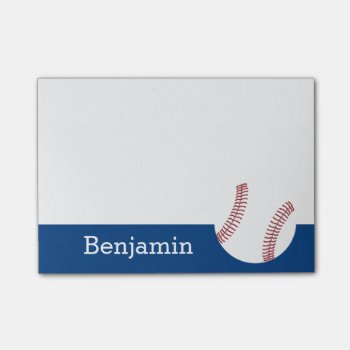 Baseball With Custom Name - Royal Blue Post-it Notes by Funsize1007 at Zazzle