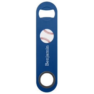 Baseball with Custom Name - Royal Blue Speed Bottle Opener