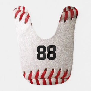 Baseball with Customizable Number Baby Bib