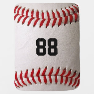 Baseball with Customizable Number Baby Blanket