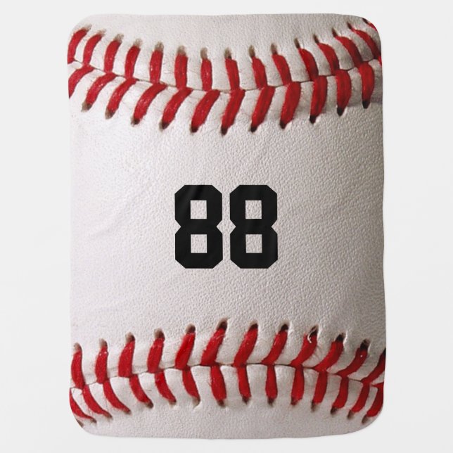 Baseball with Customizable Number Baby Blanket (Front)