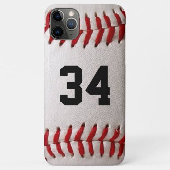 Baseball With Customizable Number Iphone 11 Pro Max Case by FlowstoneGraphics at Zazzle