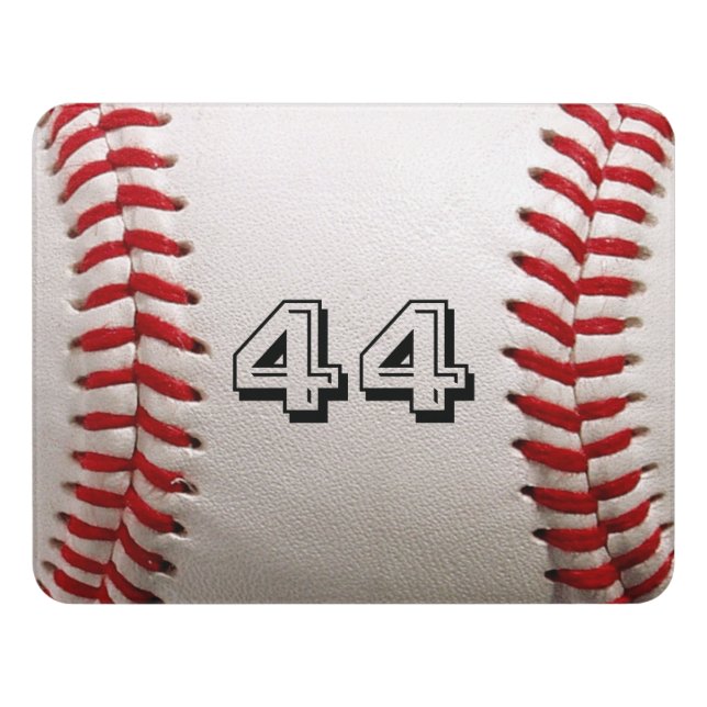 Baseball with Customizable Number Door Sign (Contemporary Front)