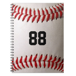 Baseball with Customizable Number Notebook