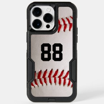 Baseball With Customizable Number Otterbox Iphone 14 Pro Max Case by FlowstoneGraphics at Zazzle