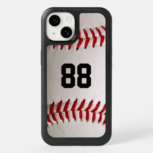 Baseball with Customizable Number OtterBox iPhone 14 Case