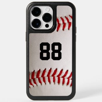 Baseball With Customizable Number Otterbox Iphone 14 Pro Max Case by FlowstoneGraphics at Zazzle