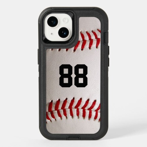 Baseball with Customizable Number OtterBox iPhone 14 Case