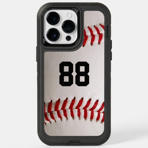 Baseball with Customizable Number OtterBox iPhone 14 Pro Max Case